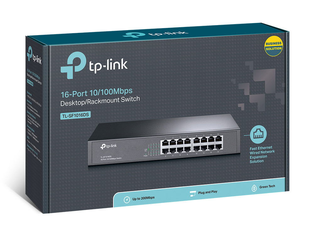 TP-Link TL-SF1016DS network switch Unmanaged Fast Ethernet (10/100) 1U Black