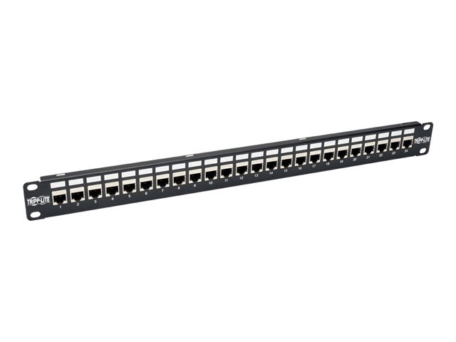 Eaton Tripp Lite Series 24-Port Cat6a Patch Panel Shielded Feedthrough Rackmount RJ45 1U