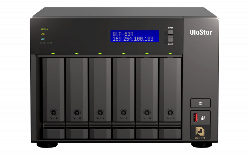 QNAP QVP-63A NAS/storage server Tower Intel® Core™ i3 i3-8100T 16 GB DDR4 0 TB QVR Pro OS (QVP) Black