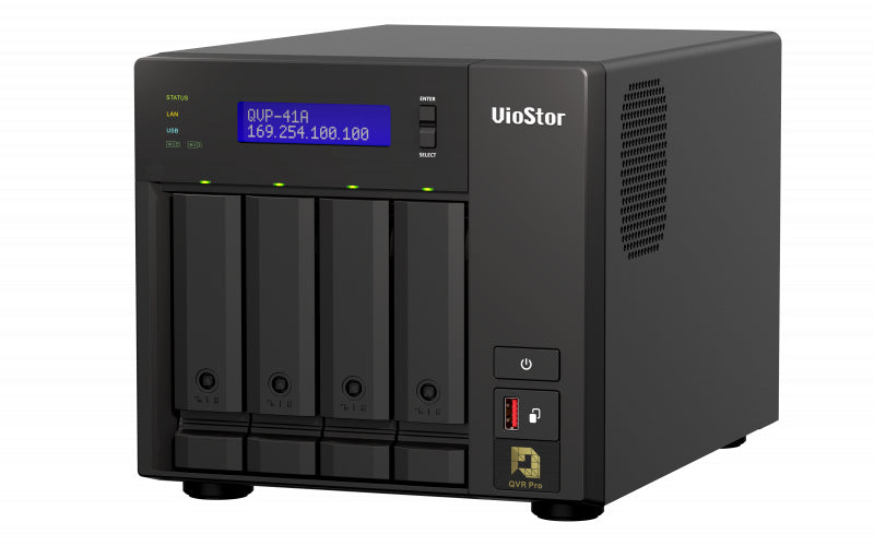 QNAP QVP-41A NAS/storage server Tower Intel® Pentium® G5400T 8 GB DDR4 0 TB QVR Pro OS (QVP) Black