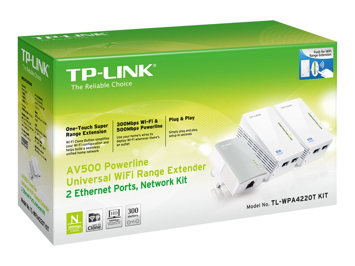 AV600 Powerline Wi-Fi Extender with 2 LAN ports, 3 units pack