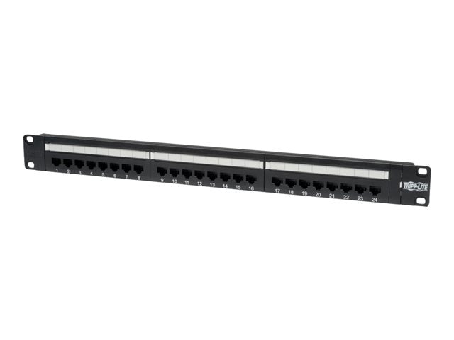 Eaton Tripp Lite Series 24-Port Cat6 Cat5 Patch Panel Feed Through Rackmount 568A/B RJ45 1URM TAA