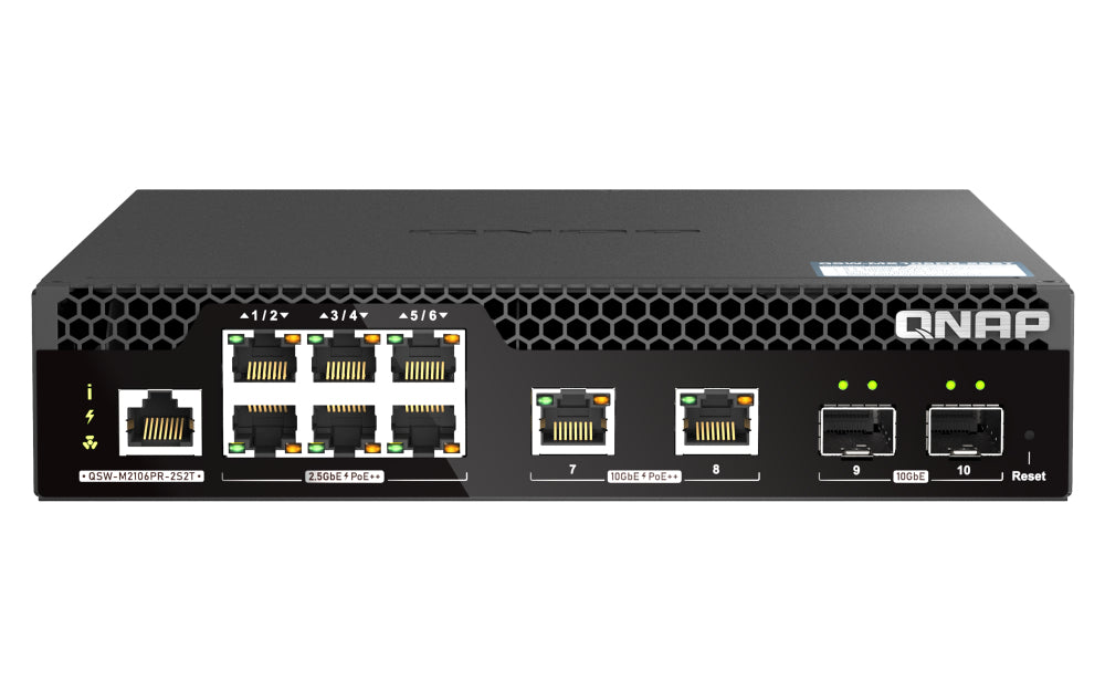 QNAP QSW-M2106PR-2S2T network switch Managed L2 10G Ethernet (100/1000/10000) Power over Ethernet (PoE) 1U Black