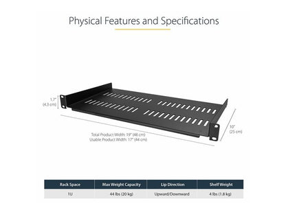 1U cantilever rack shelf