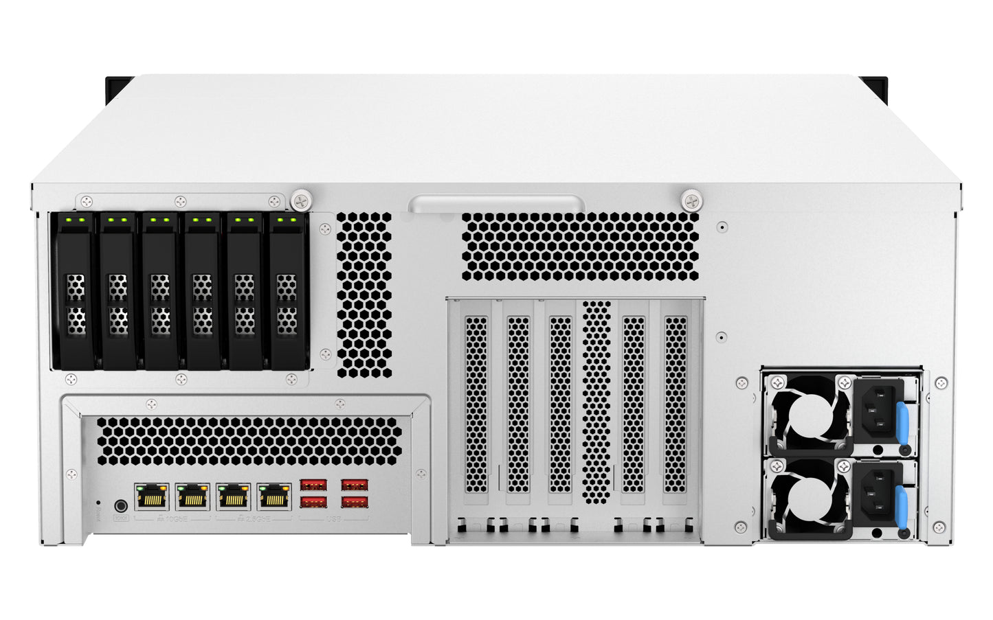 QNAP TS-H3087XU-RP NAS Rack (4U) Intel Xeon E E-2378 64 GB DDR4 0 TB QuTS hero Black, White