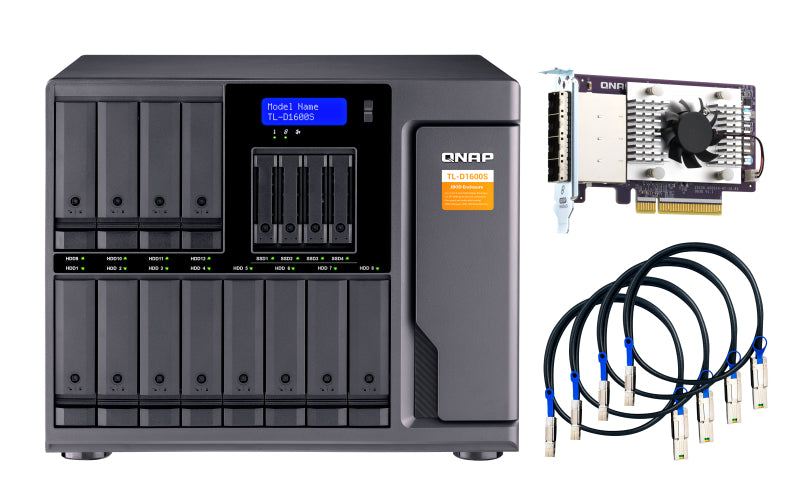 QNAP TL-D1600S HDD/SSD enclosure Black, Grey 2.5/3.5"