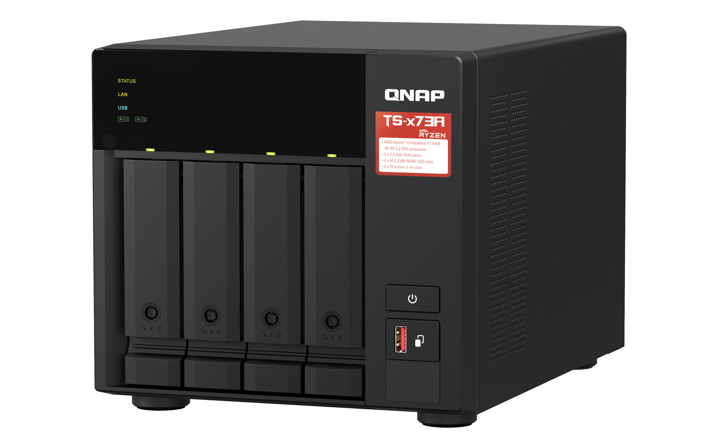 QNAP TS-473A NAS Tower Ryzen Embedded V1500B 8 GB DDR4 40 TB HDD QNAP Turbo System Black