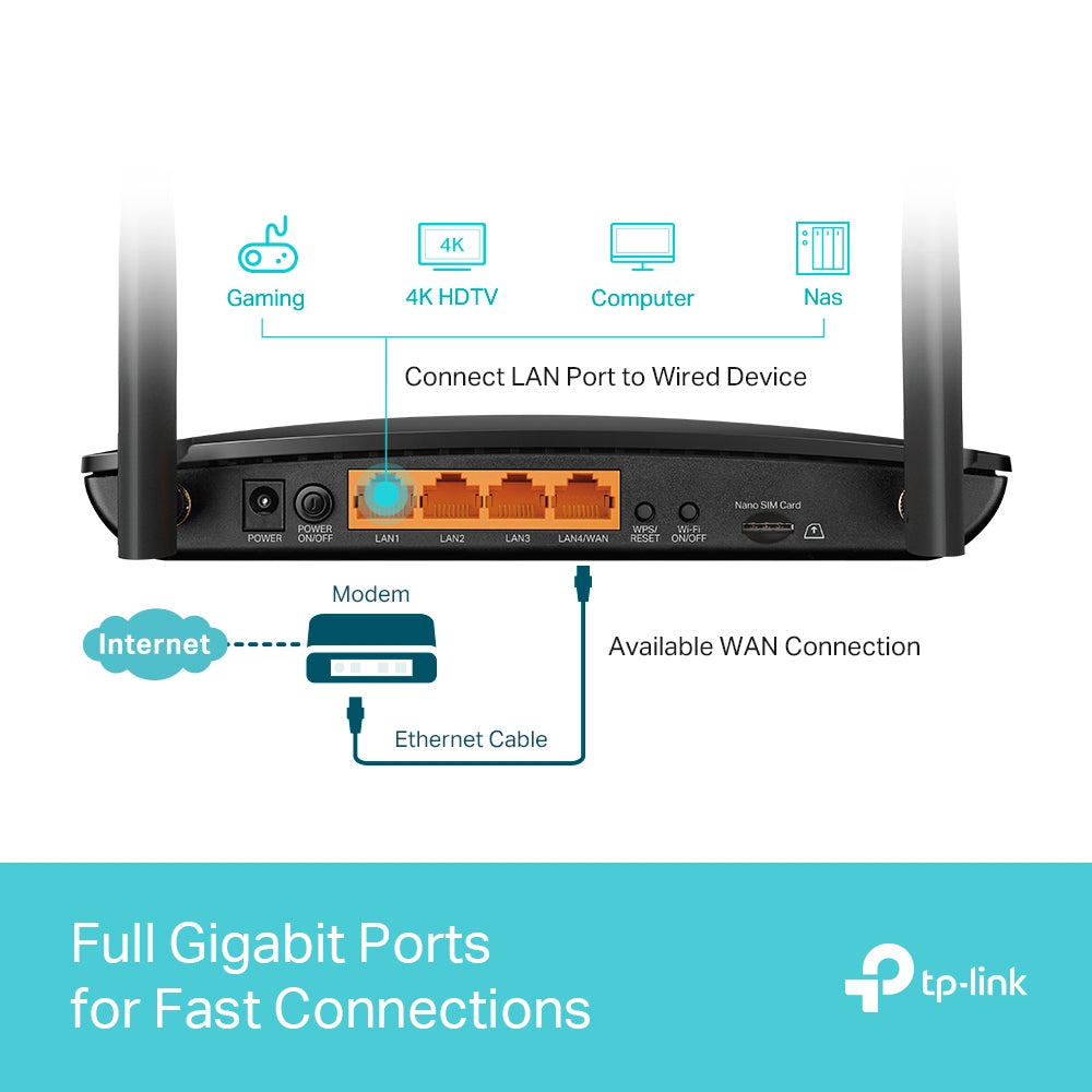 TP-Link 4G+ Cat6 AC1200 Wireless Router